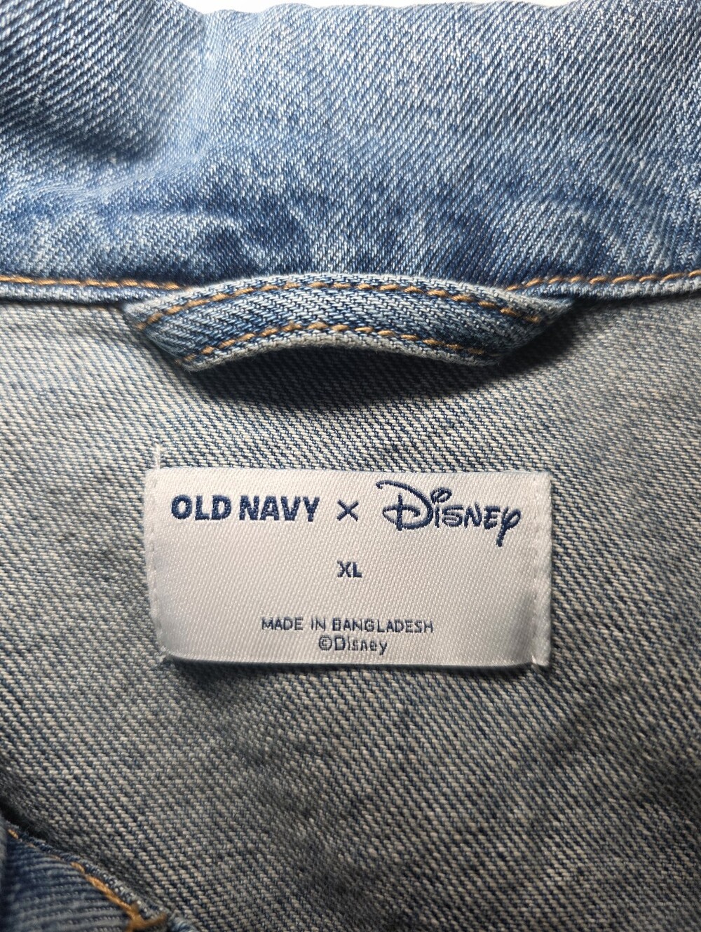 Old Navy x Disney Mickey Mouse Denim Trucker Jacket W/Embroidered USA Flag- XL - Picture 9 of 16